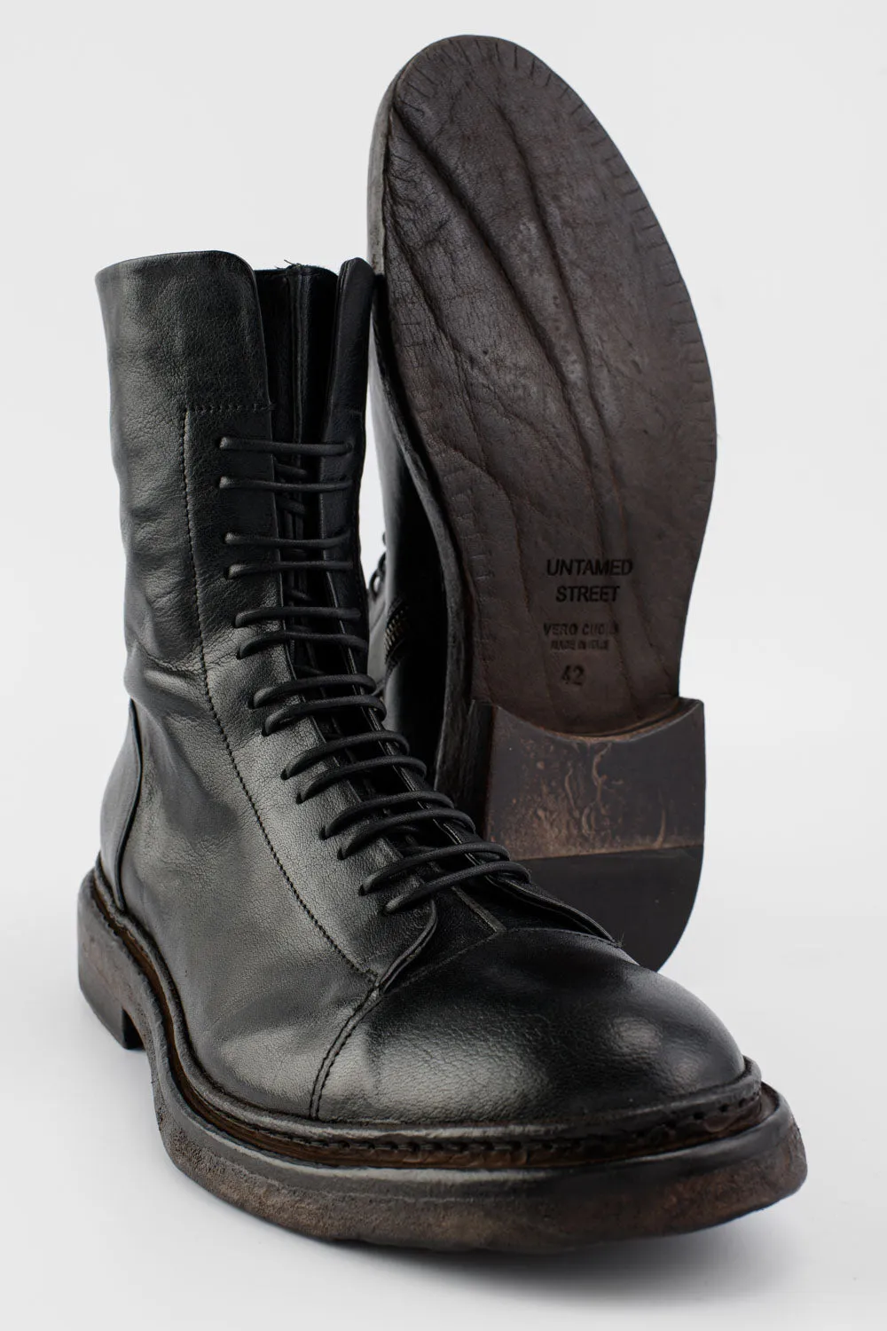 YORK urban-black welted military boots.